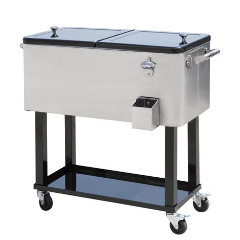 stainless steel ice box on wheels|rolling ice chest on wheels.